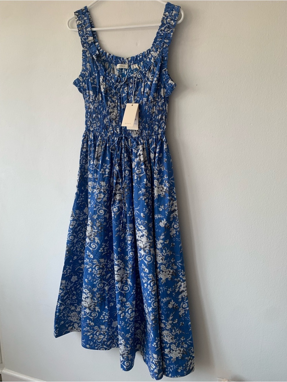 NWT Doen Emmaretta Cotton Poplin Smocked Midi Maxi Dress Jardins De La Fontaine - Picture 6 of 13